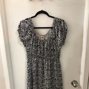 Black and white floral peasant style dress